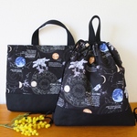 〈tmrmi0lf様専用〉宇宙のレッスンバッグ      お着替え袋（ナップサック型）