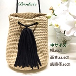ふんわりタッセル⭐︎麻の2way巾着バッグ(中サイズです💕)