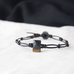 Leather Chain Bracelet（Black×タイガーアイ）