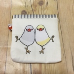 パカパカ文鳥ポーチ(白✖️シナモン✖︎クリーム✖︎シルバー)