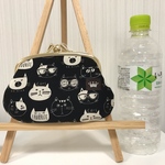 ３枚口のがま口 黒猫