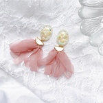 【一点物】ふんわりくすみカラーのシフォンタッセル レジン ピアス