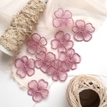 50%OFF！B品込み刺繍フラワー ディープピンク＊4個　花 レース 