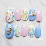 Pastel Mix Shellネイル Aqua×Purple