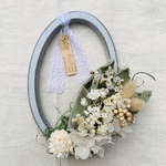 オーバルフレームのリース❁シルバーリーフ❁ホワイトリース