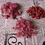 ピンク素材 ドライフラワー３種類（薔薇つぼみ、スターチス、ハイブリッドスターチス）