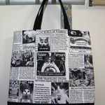 USA生地　ネコ新聞柄（第2版）のトートバッグ