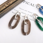 マットシルバー×グレーマーブルチェーンの大ぶりピアス/イヤリング