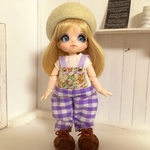オビツ11用 オールインワン(チェック 花柄)