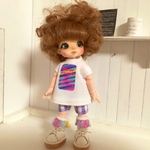 オビツ11用 Tシャツ(白プリント2)