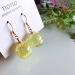 ガラス玉黄色ピアス(イヤリング)サージカルステンレス nonoacs 