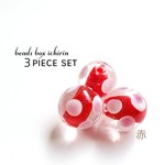 大きな水玉☆とんぼ玉 赤 約15～16ｍｍ 3個セット