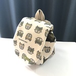 ふわふわベビーリュック【くるま柄 × カーキ】