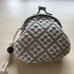 こぎん刺しのちっちゃながま口財布 グレー