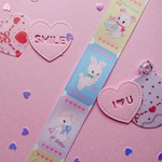 リボン幅25mm☆ うきうきアニマルチケット(ブルー)