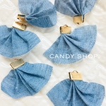 【特価】6pcs デニム ブルー タッセル 