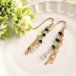 ハーキマーダイヤモンドとクリソコラのフリンジピアス　天然石