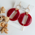 【SALE】レッドサークル×ゴールドスティックのピアス ／イヤリング