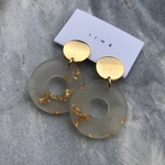 金箔マットクリアゴールドピアス