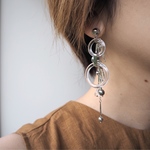 〔2way/バックキャッチ付き〕アシンメトリー・シルバー✕クリアピアス/イヤリング