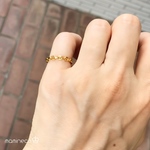 3号サイズ ステンレス製 イエローゴールド 4面カット小豆チェーンリング 幅3mm
