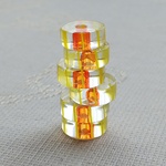 黄色のストライプ　ガラスビーズ　11X4mm 6個