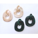 2色大小8個 ベージュ グリーン 天然石風 大ぶり アクリルパーツ  フープ