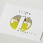 geometria 半円バイカラー幾何学ピアス YEL×GRY