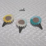 グラデーションひまわりのパッチンピン  手編み  ２個セット