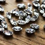 New!台座付きＡ級ガラスストーン【リーフ5×10mm】15個クリア