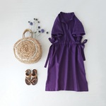 18日まで20%OFF SALE !リネンスキッパーワンピース　Purple