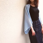 着るストール☆haori・レース・ショート/サックス