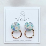 かすみ草🌼×タンザナイト、ブルーグリーンアパタイト💎ピアス/イヤリング