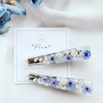 かすみ草🌼×ラリマー、ムーンストーンヘアクリップ🌼