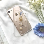 クリアブルー 押し花iPhoneケース スマホケース スマホカバー Android Xperia Galaxyクリア