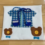  〈再販〉手作り・布・よくばり知育玩具・青・チェック・くまちゃん