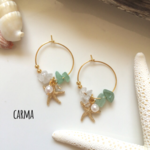 グリーンアベンチュリンとクリスタルのフープピアス