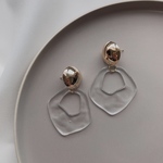 sale◇ゴールドカボション×変形クリアフープピアス  