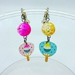 団扇のイヤリング　かき氷柄(ピアスに変更可) 