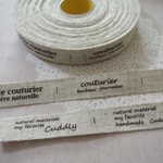 シンプルテキストプリントタグ　リネン　細幅・10枚セット