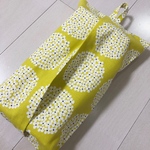 ボックスティッシュケース アジサイ風  マスタード
