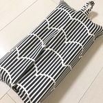 ボックスティッシュケース   雲 ストライプ ブラック