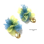 chiffon frill lemon×blue★4pcs（シャーベットカラー シフォンチャーム）