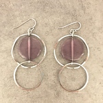 大ぶりピアス/大ぶりイヤリング♡ドイツ製アクリルコインアメジスト✖️シルバーダブルリング