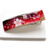 手描きヘアクリップ 紅桜　金箔 