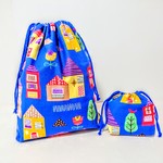 おうち柄の大きな体操服袋&コップ入れ2点セット巾♪ 単品可◎ お着替え入れや小物の整理にも◎          