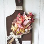 ダークウッドプレート　スワッグ　花束　プリザーブドフラワー　アンティークピンク　インテリア雑貨　壁飾り　ドライフラワー　大人可愛い
