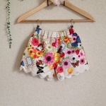 蝶 花 コラージュ風スカラップショートパンツ【95〜110cm】
