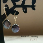 ～*オープニングsale～*キュービックジルコニア×ブラック淡水パールの大人顔ピアス￥1700→￥850