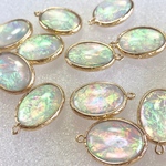 OP001☆2個セット☆人工オパール•オーロラカラー☆パーツ•チャム•樹脂☆13x18mm♪再販